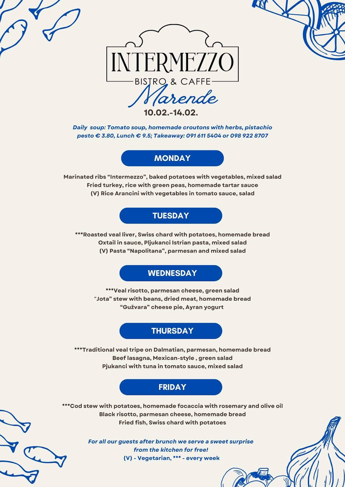 Menu di Intermezzo Bistro & Caffe Zadar 