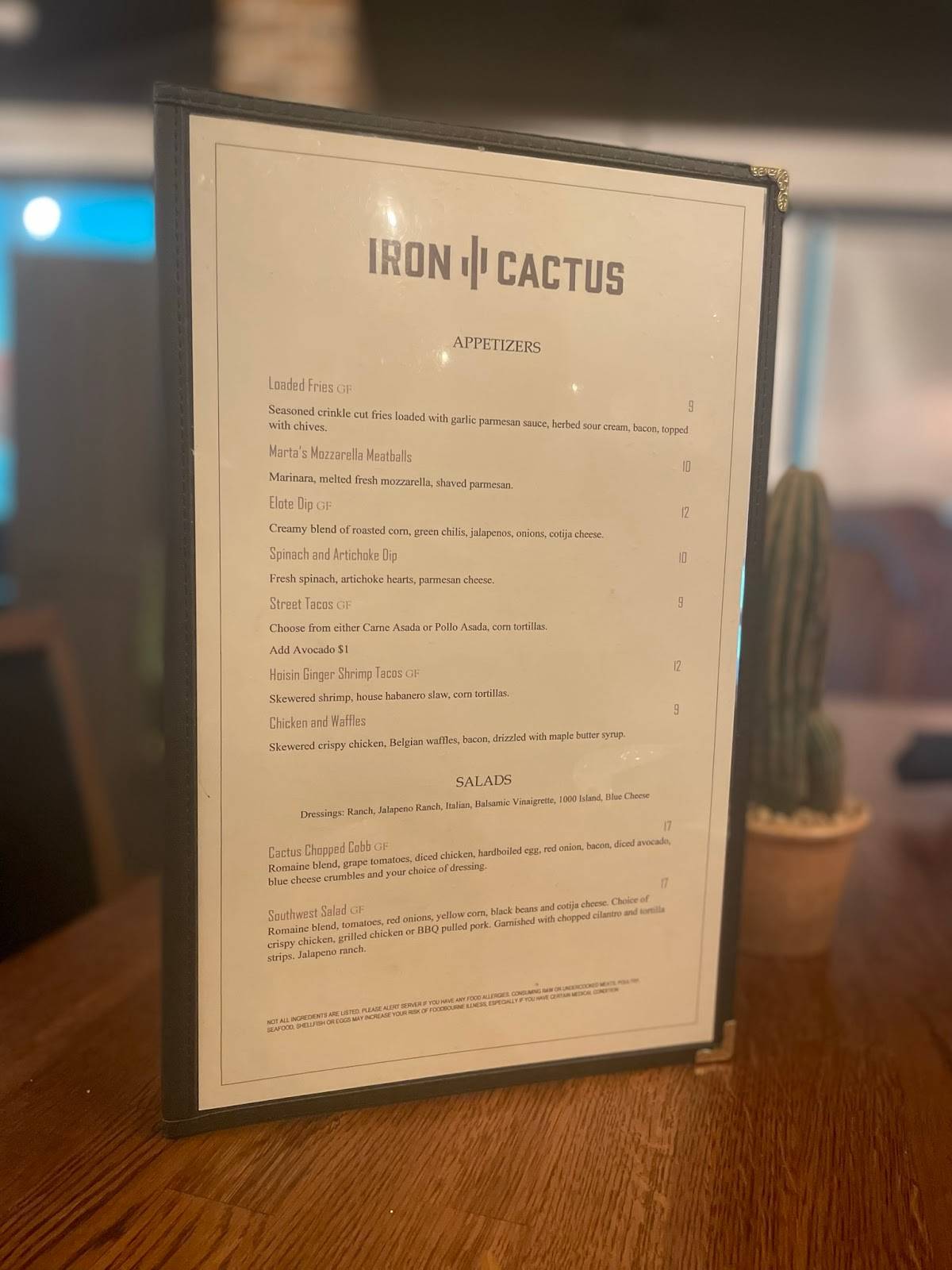 Menu at Iron Cactus Restaurant, Lancaster
