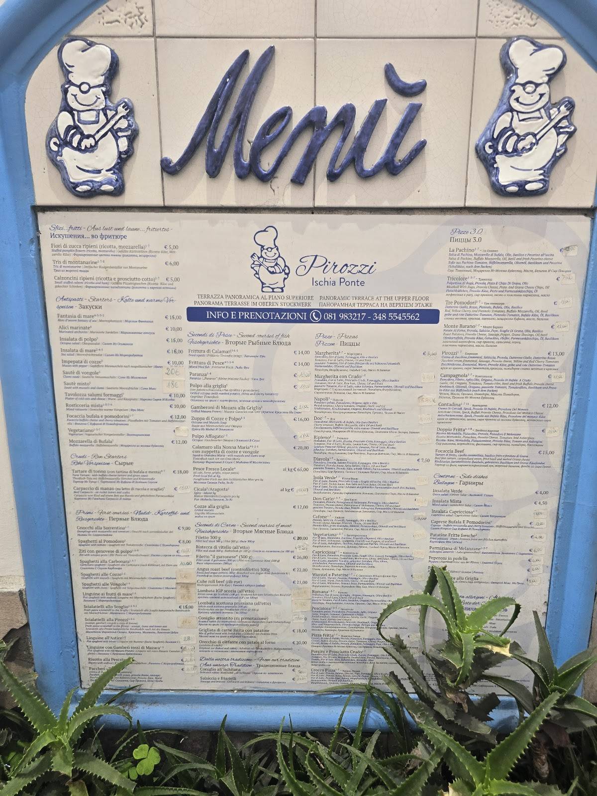 Menu di Ristorante Pizzeria Pirozzi Ischia - Braceria e Steakhouse 