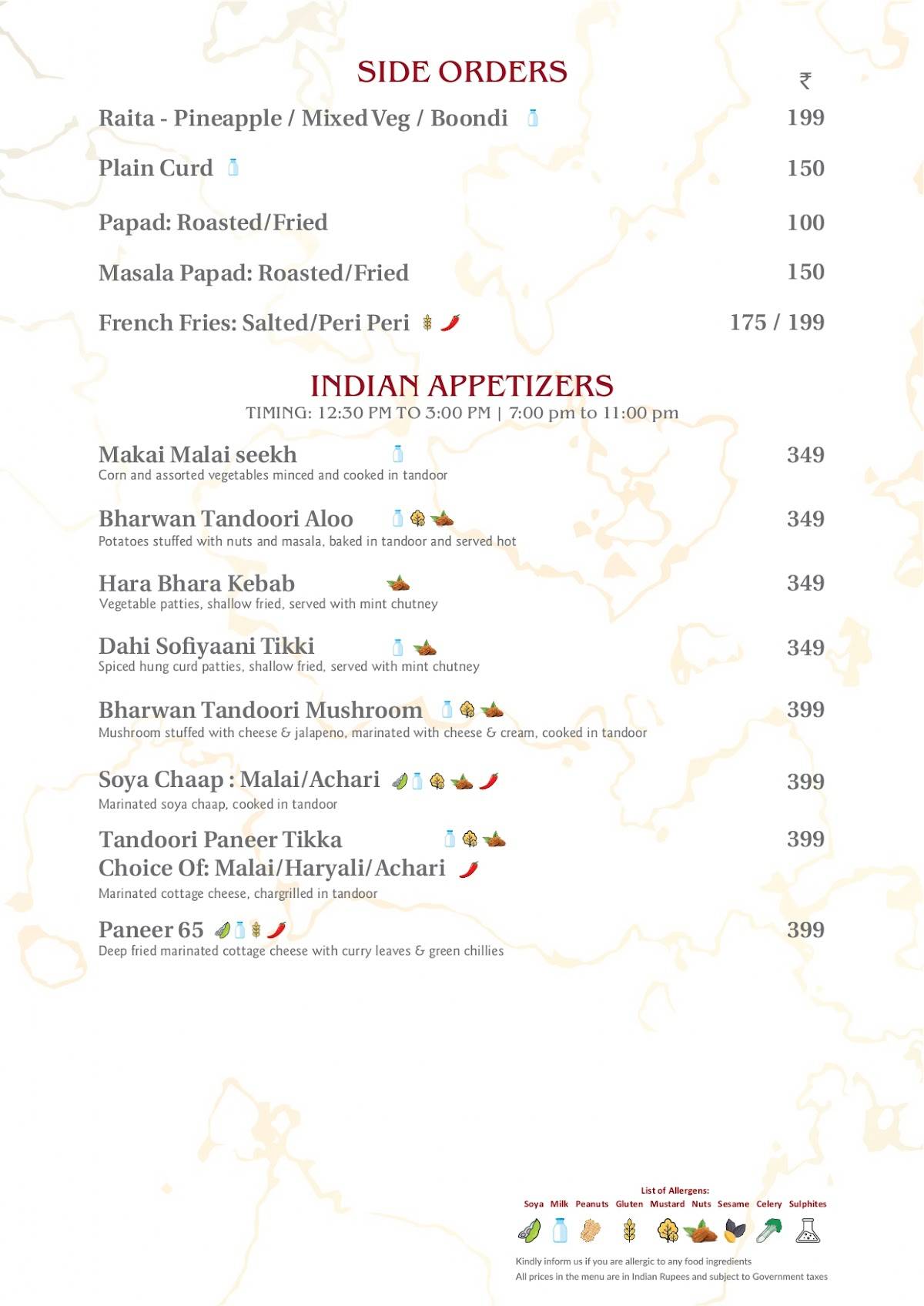 It's Mirchi menu