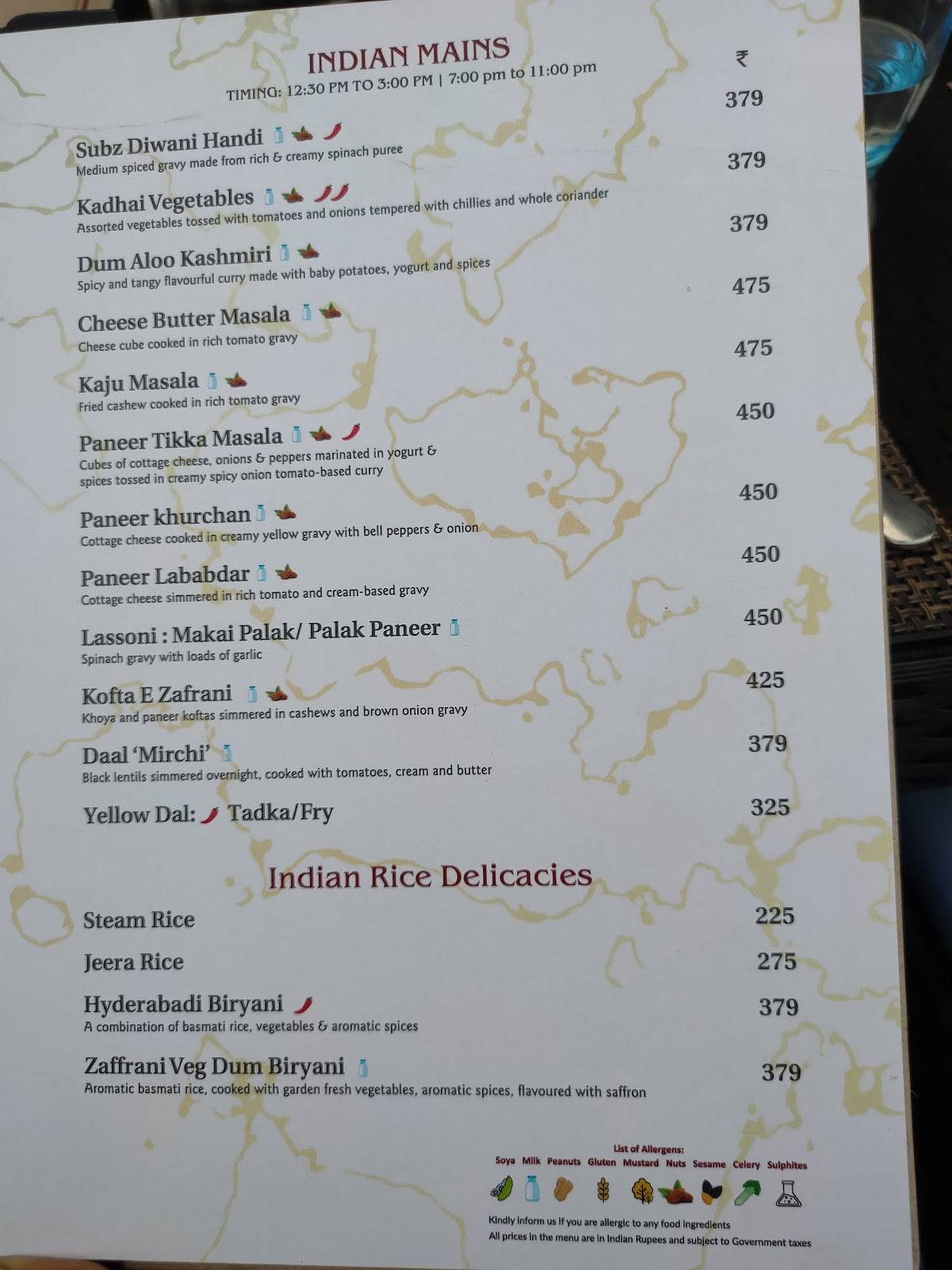 It's Mirchi menu