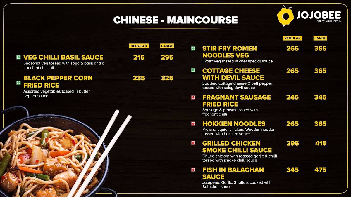 JOJOBEE JUHU menu