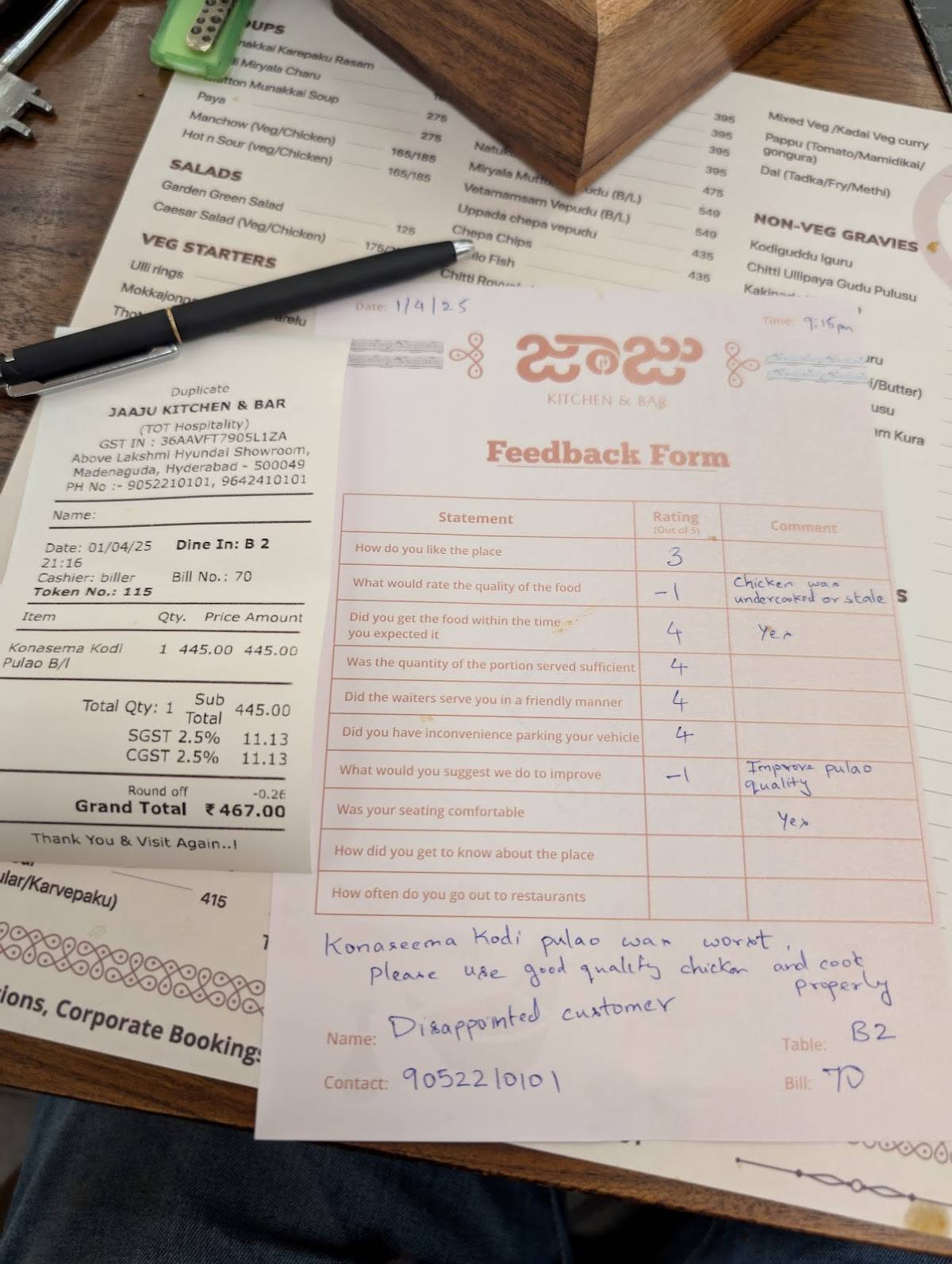 Jaaju Kitchen & Bar menu