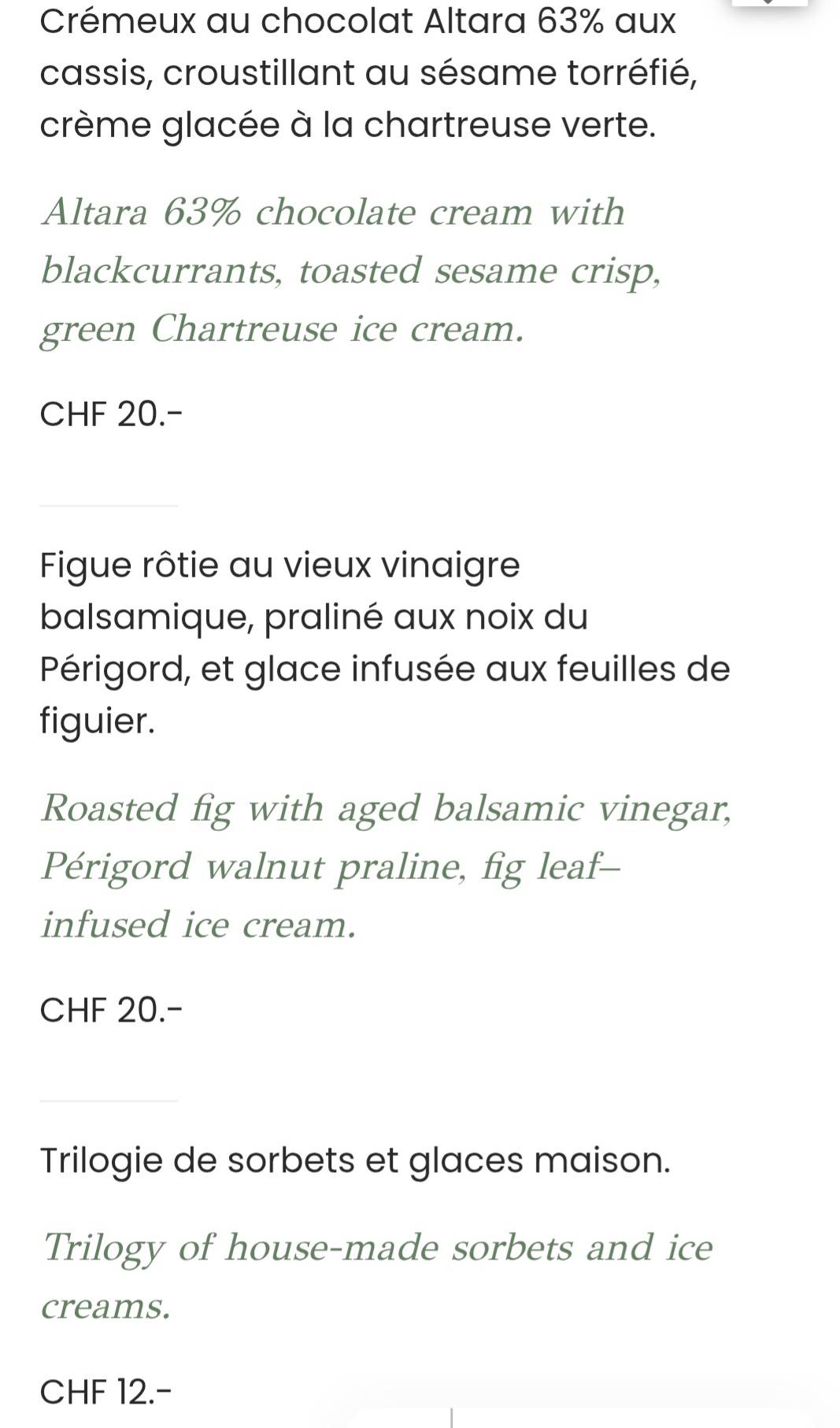 Menu di Jacques Restaurant 