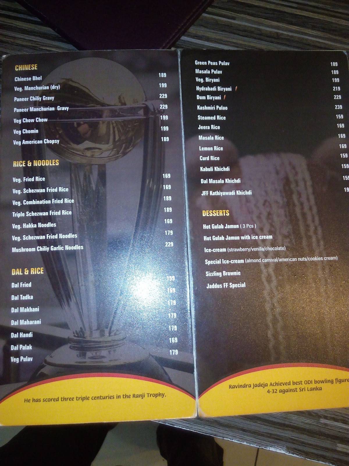 Jaddu’s Food Field menu