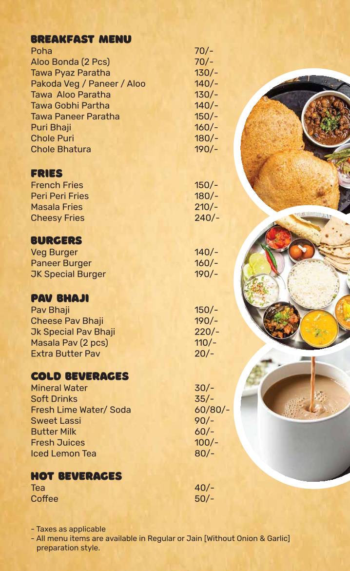 Jain Kitchen Exclusive, Pure Vegetarian Restaurant menu