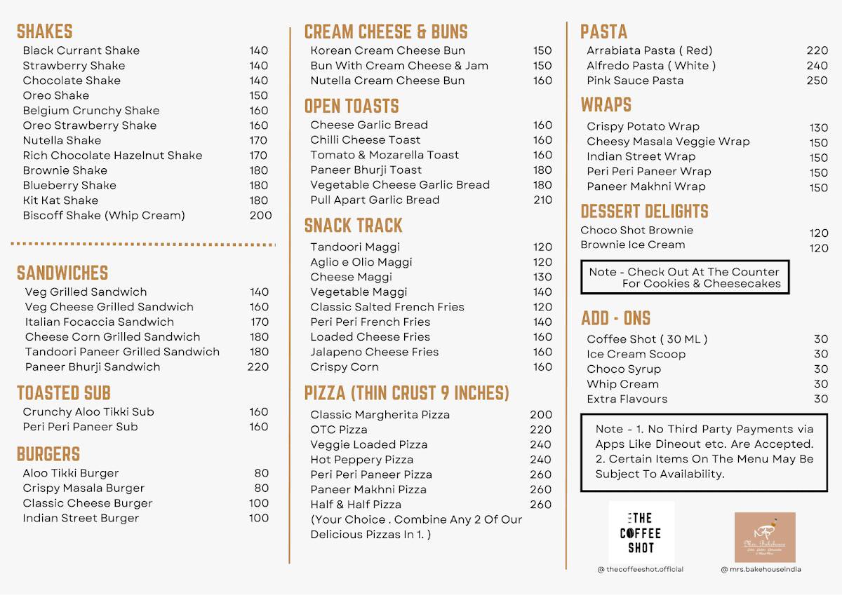 The Coffee Shot - Mansarovar menu