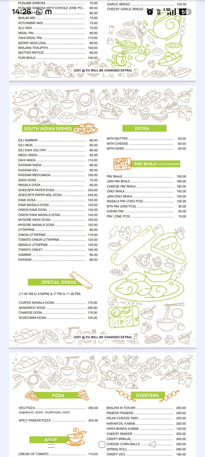 Jeevan Restaurant menu