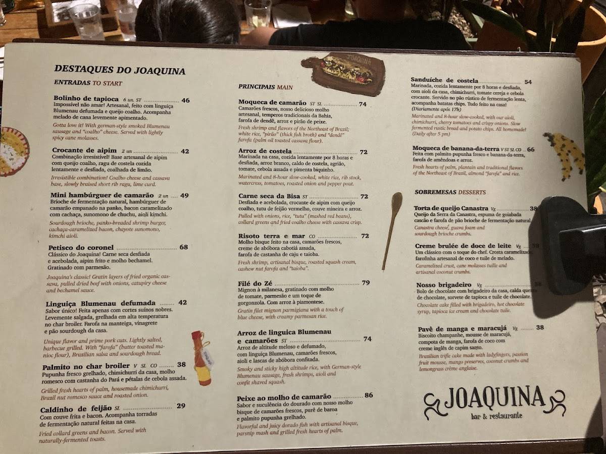 Joaquina cardápio