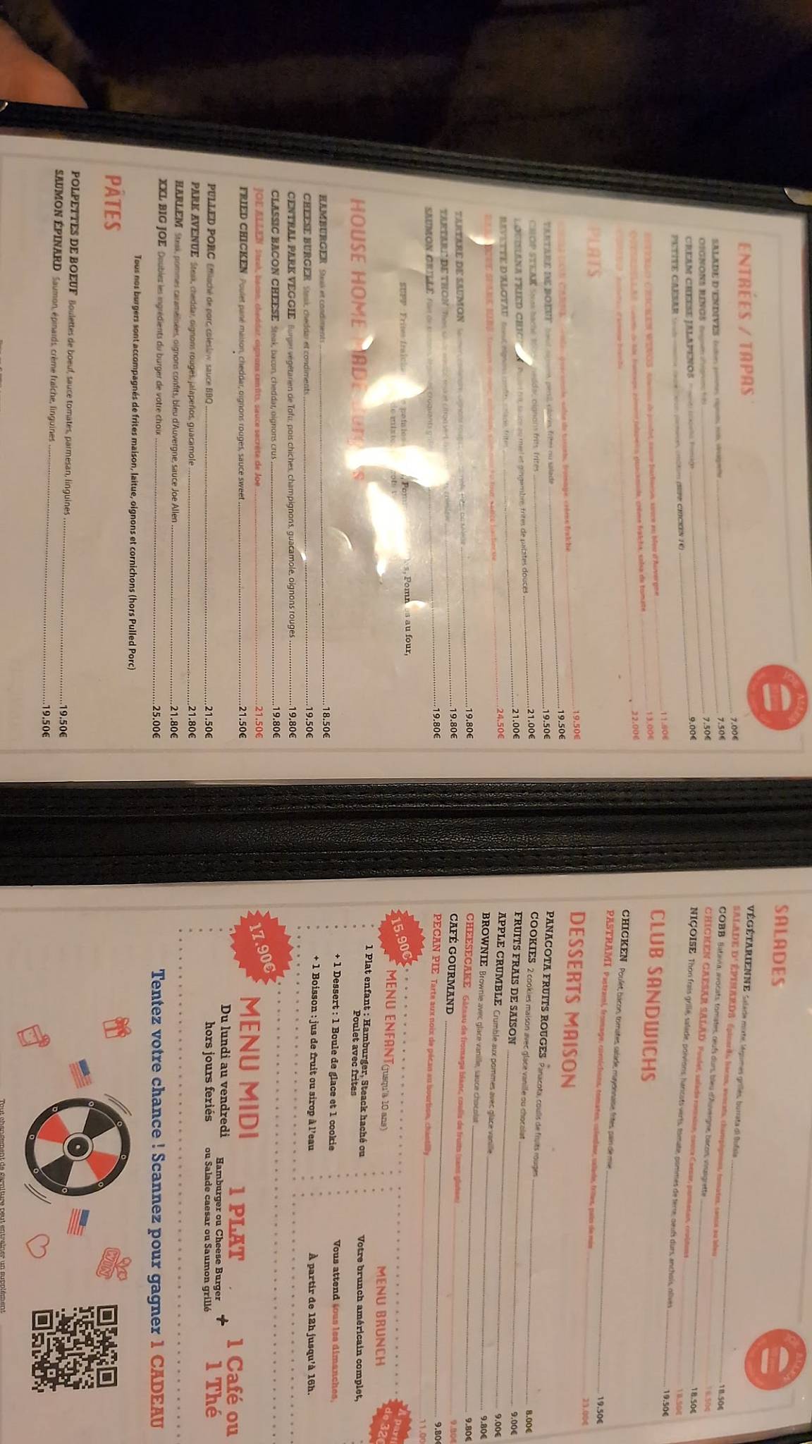 Menu de Joe Allen