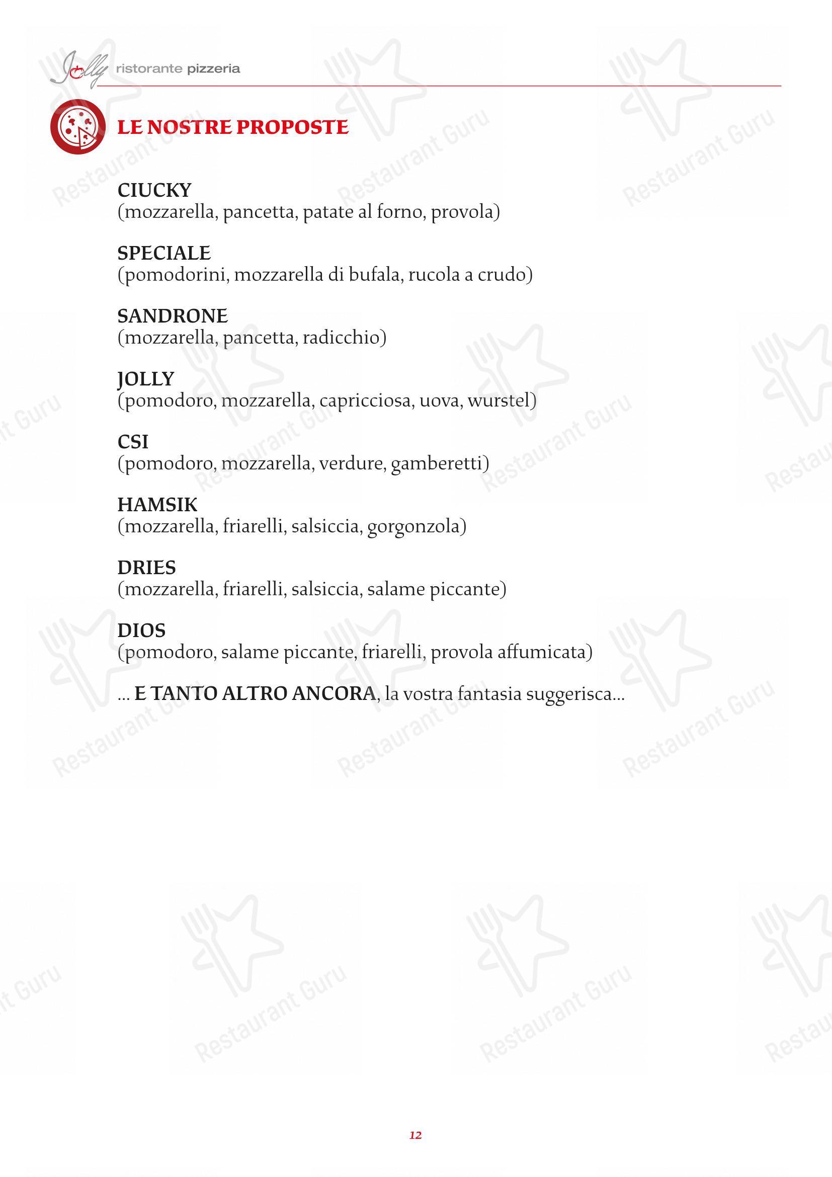 Menu per Jolly pizzeria