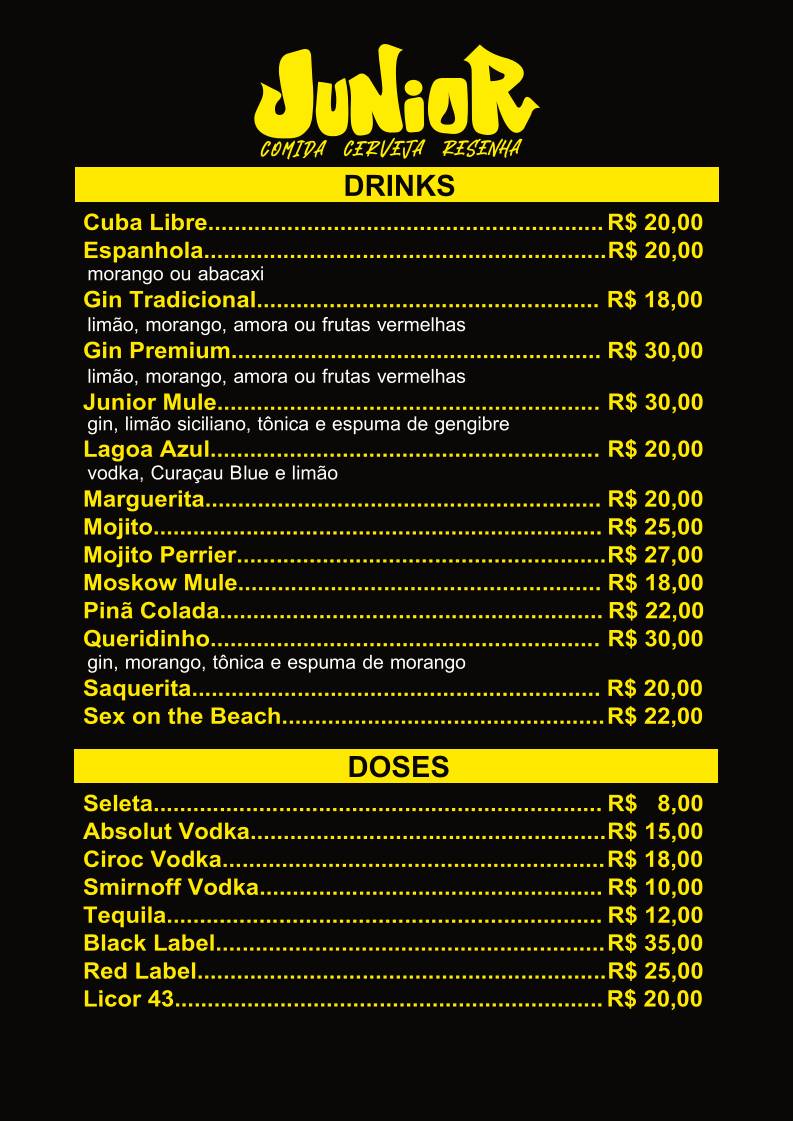 Júnior Beer Burger cardápio