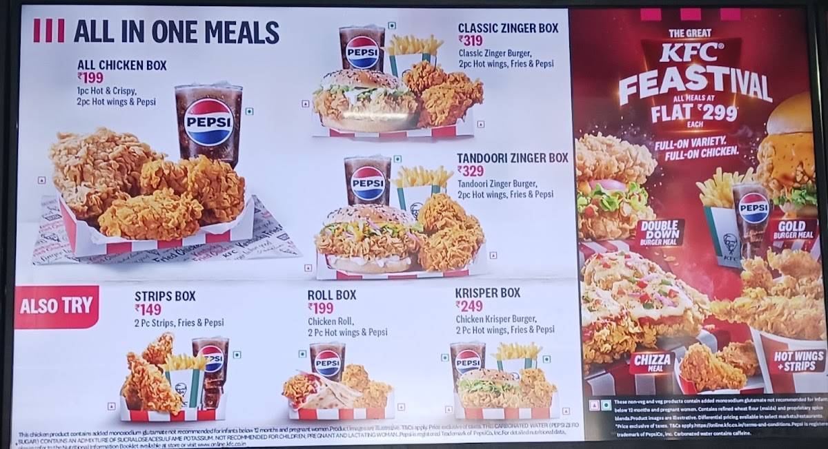 KFC menu