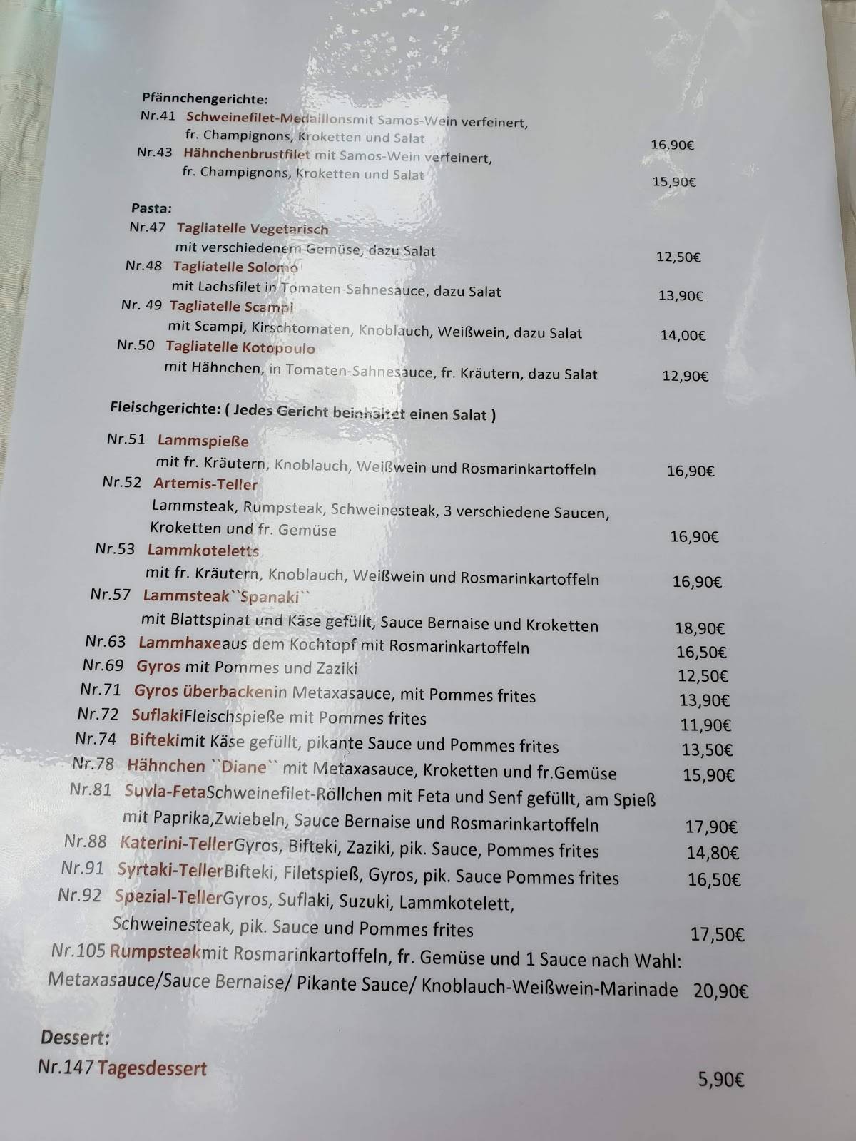 Menu de Cava