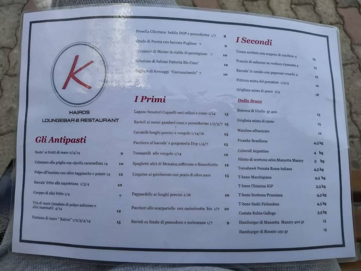 Menu di Kairos Loungebar 