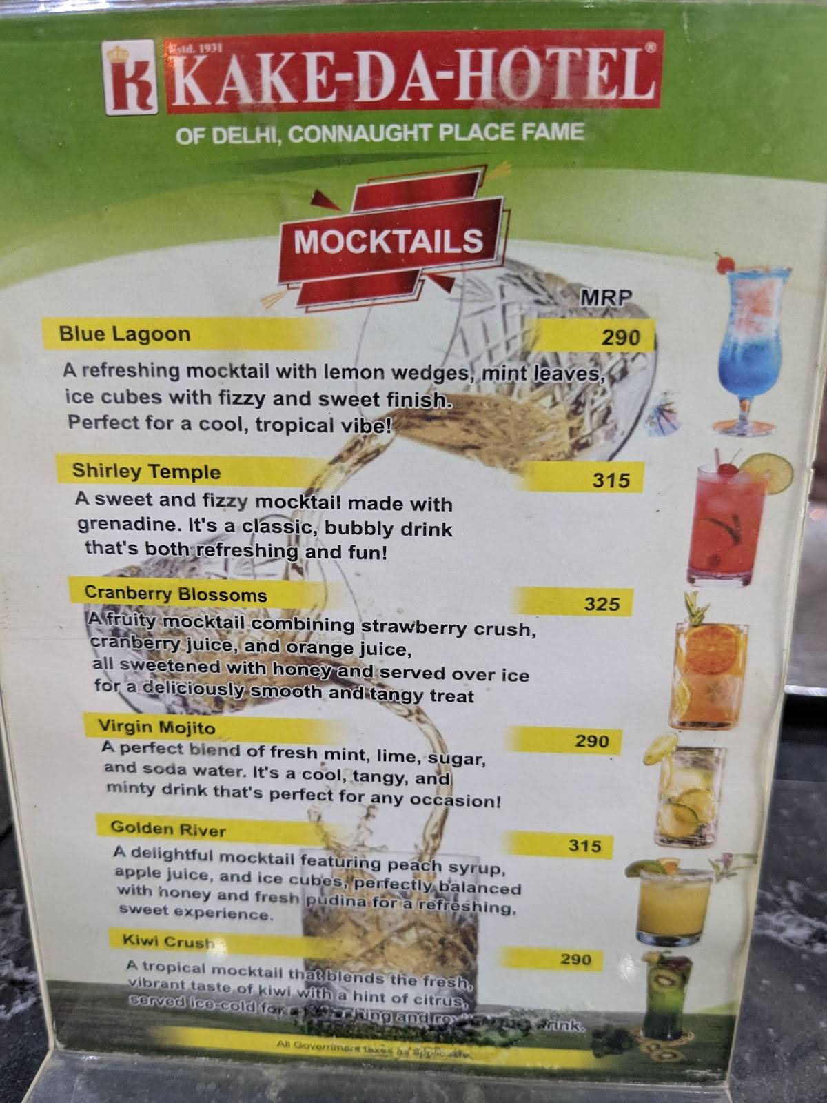Kake Da Hotel Andheri menu