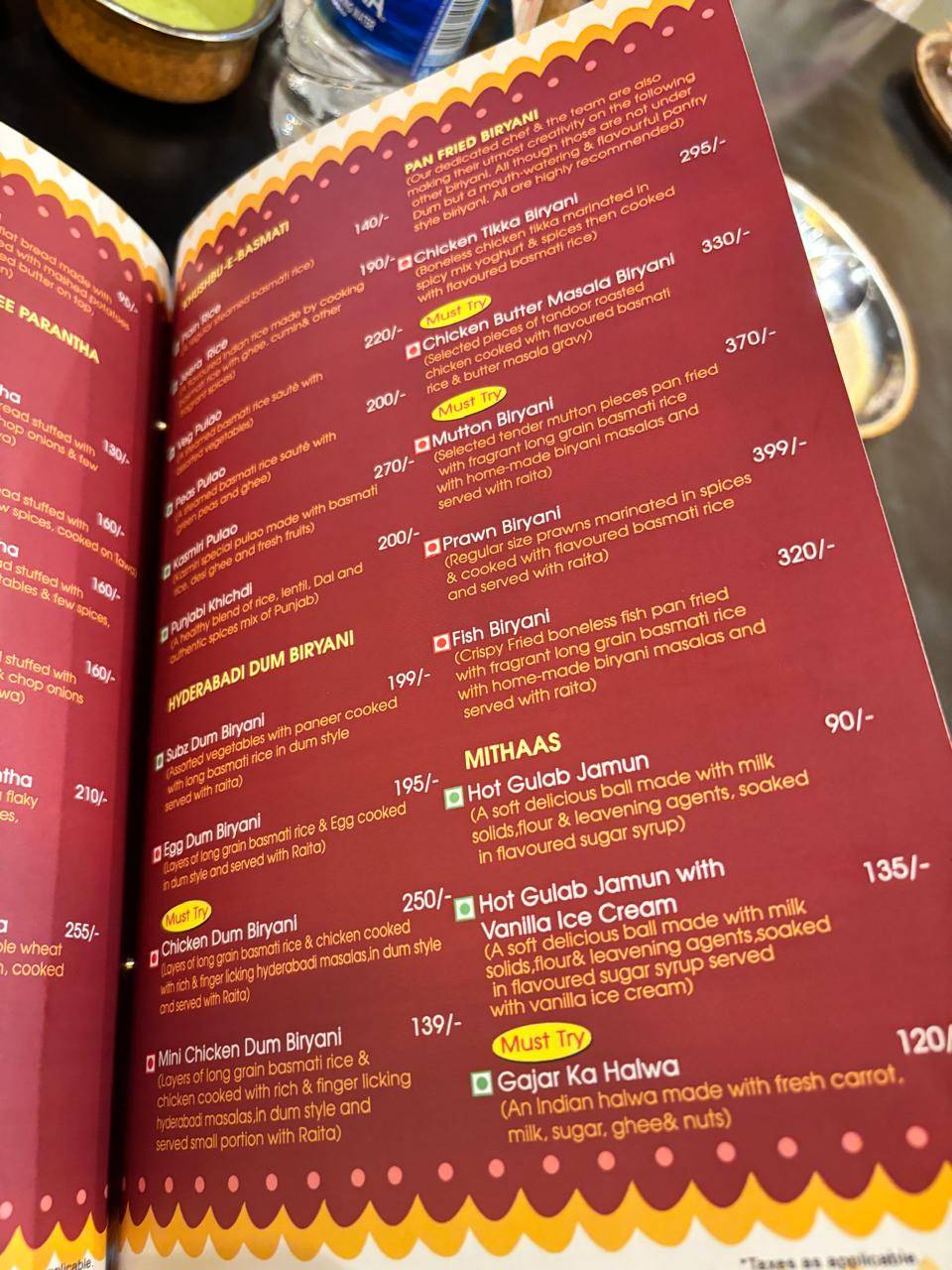 Kake Da Minar menu