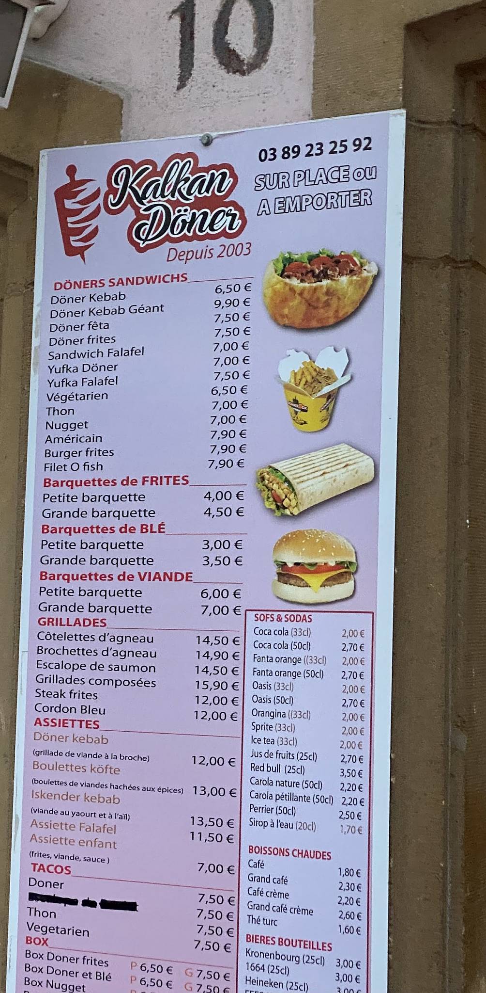 Menu de Kalkan Döner