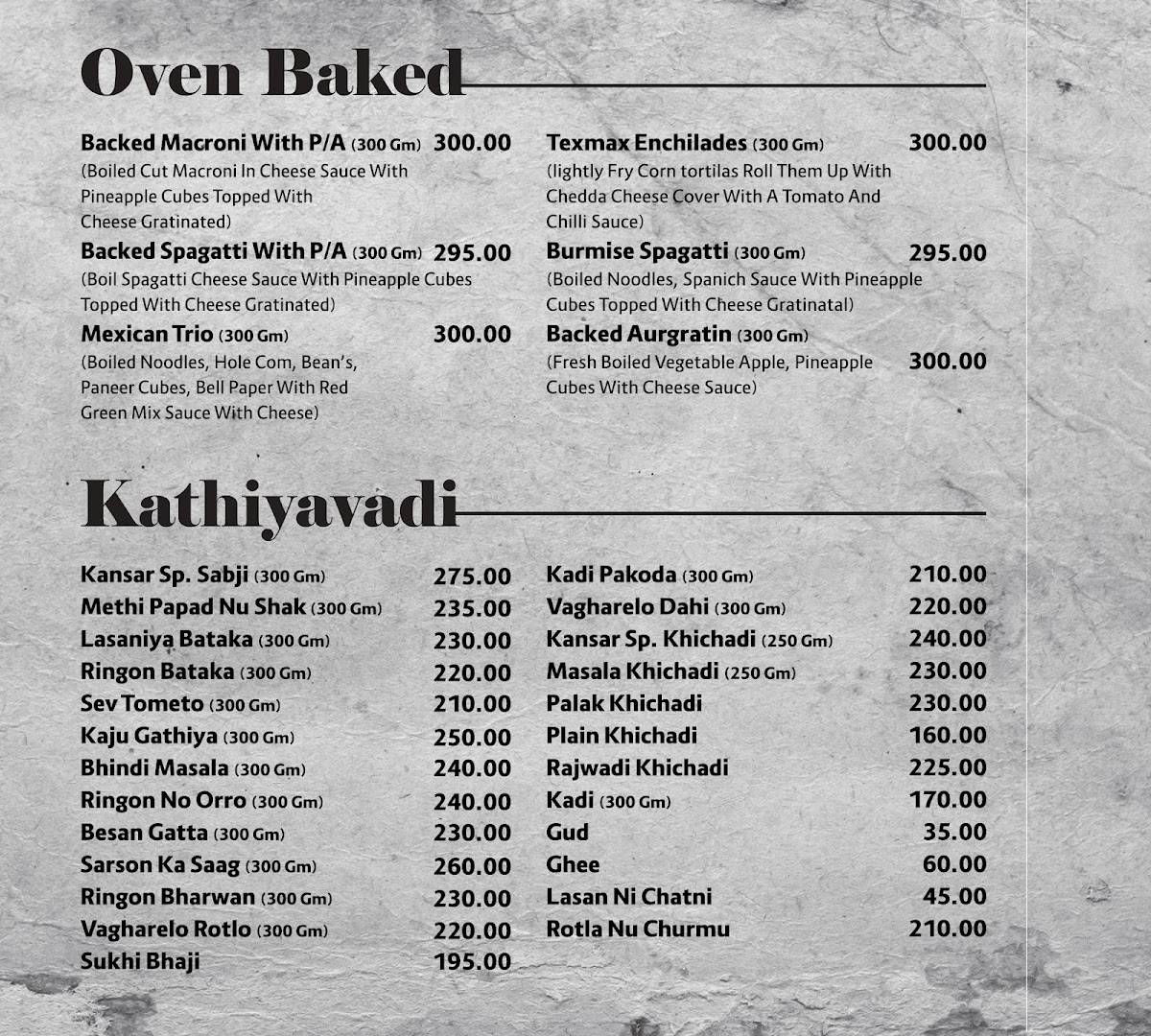 Kansar Garden Restaurant menu