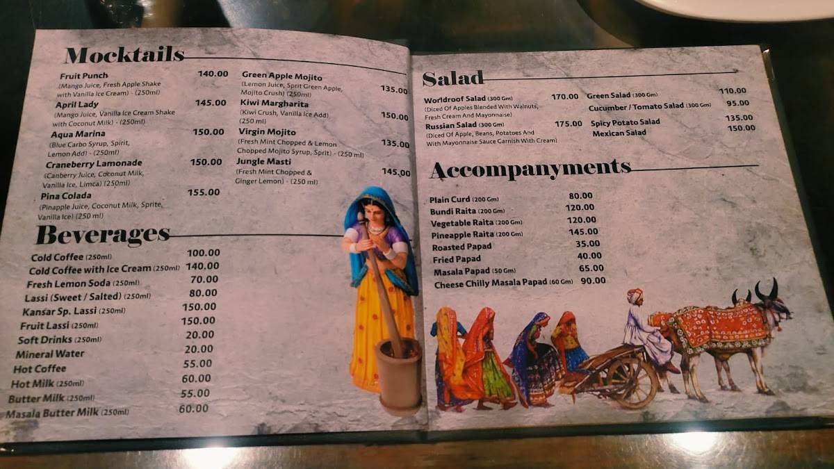 Kansar Garden Restaurant menu