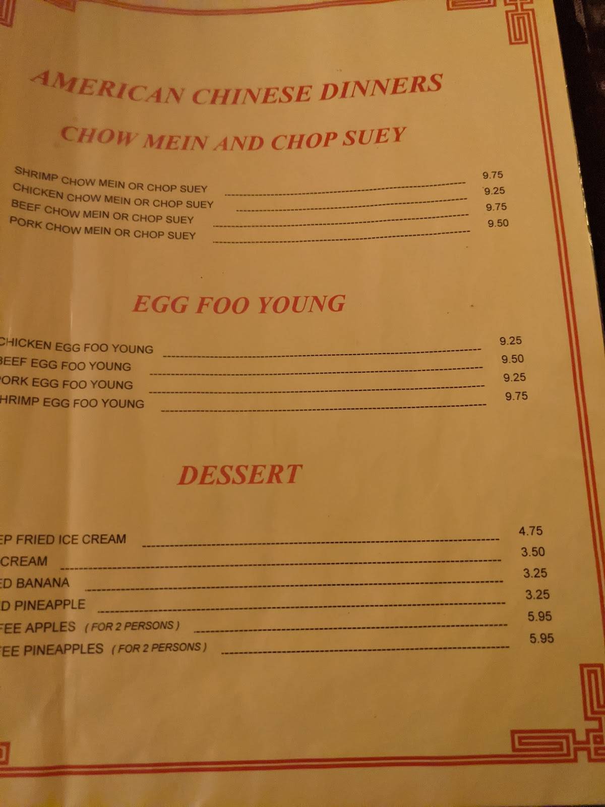 Menu at Princess Garden restaurant, Kansas City