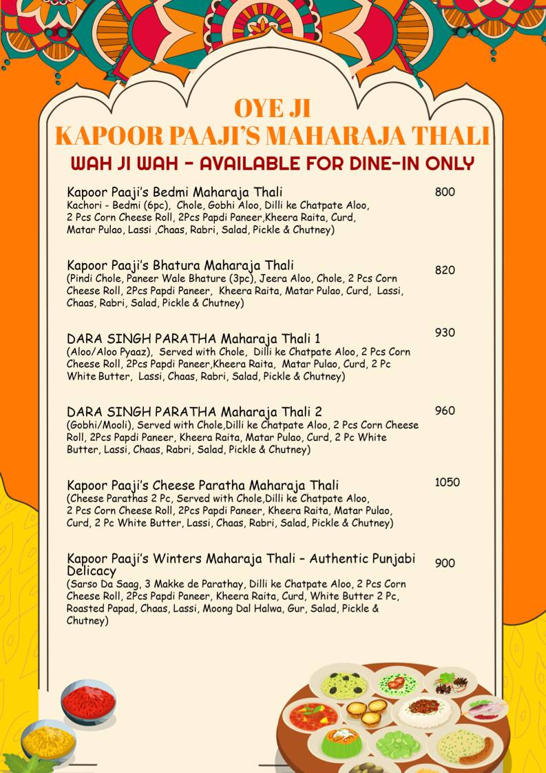 Kapoor's Cafe Electronic City menu