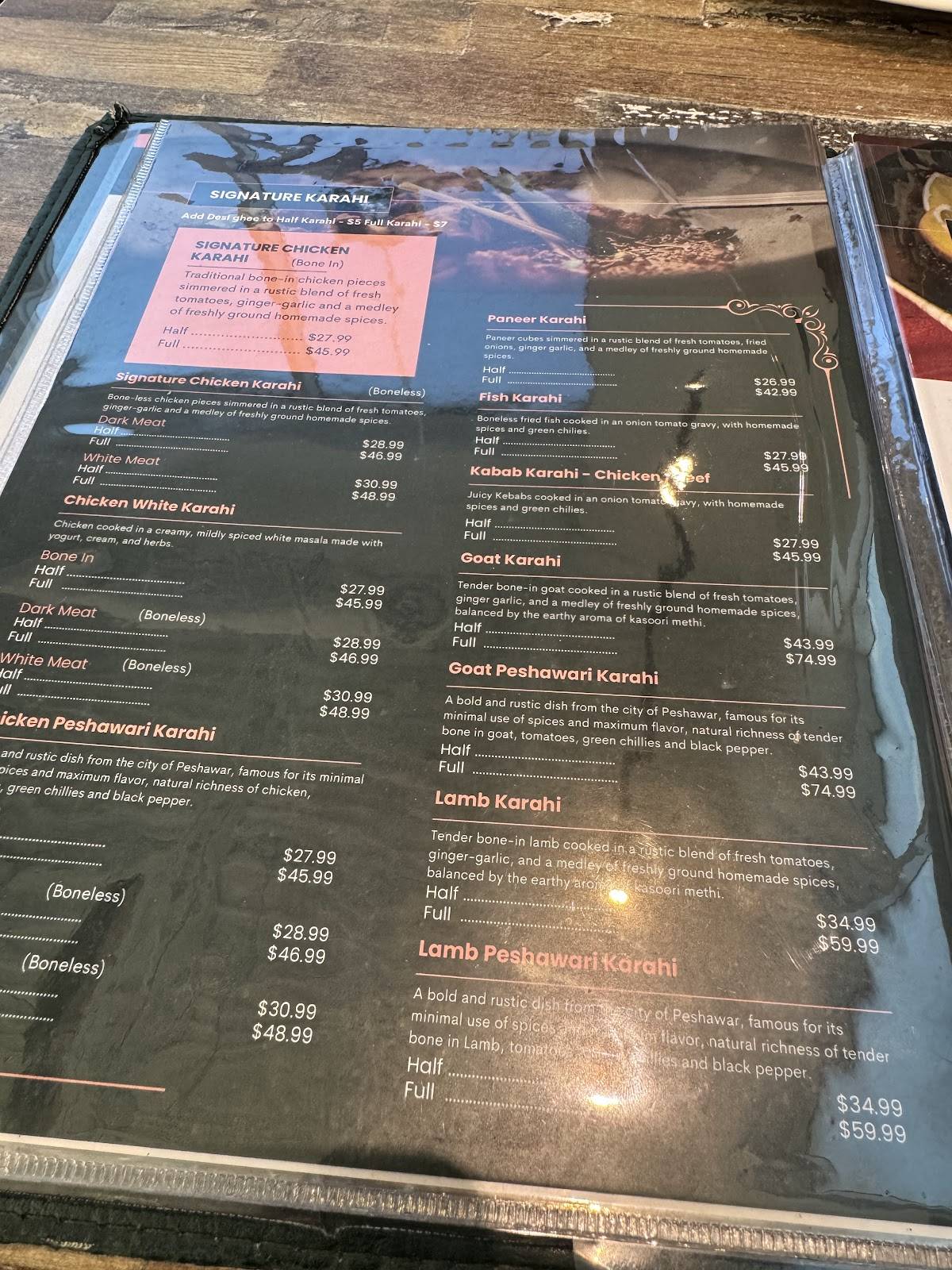 Menu de Karahi Point Waterloo