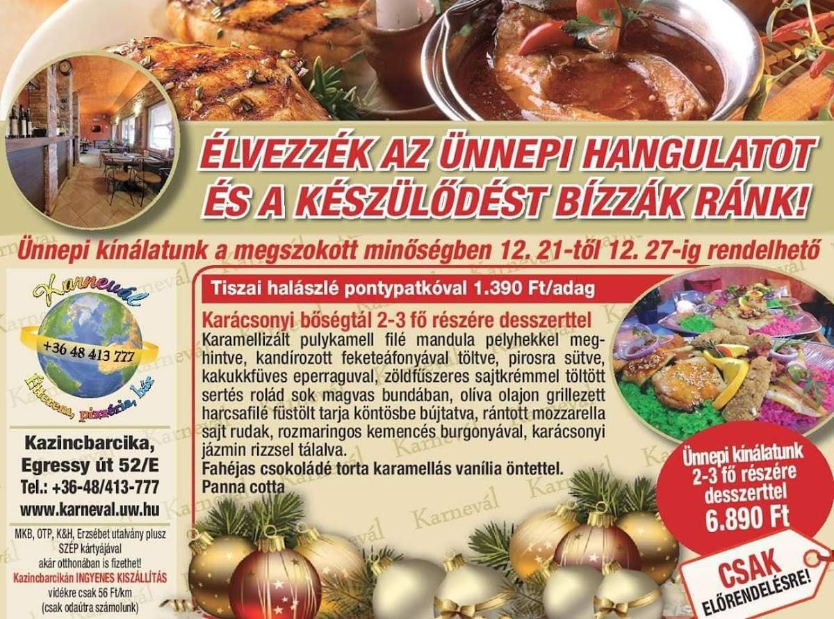 Menu at Karnevál Étterem Pizzéria Bár restaurant, Kazincbarcika