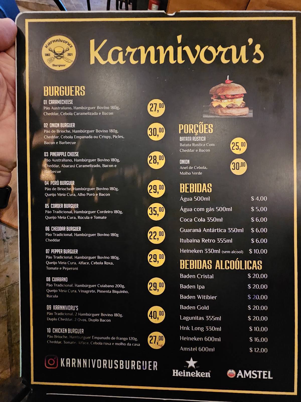 Karnnivoru's Burguer (por @sitedacidade) cardápio