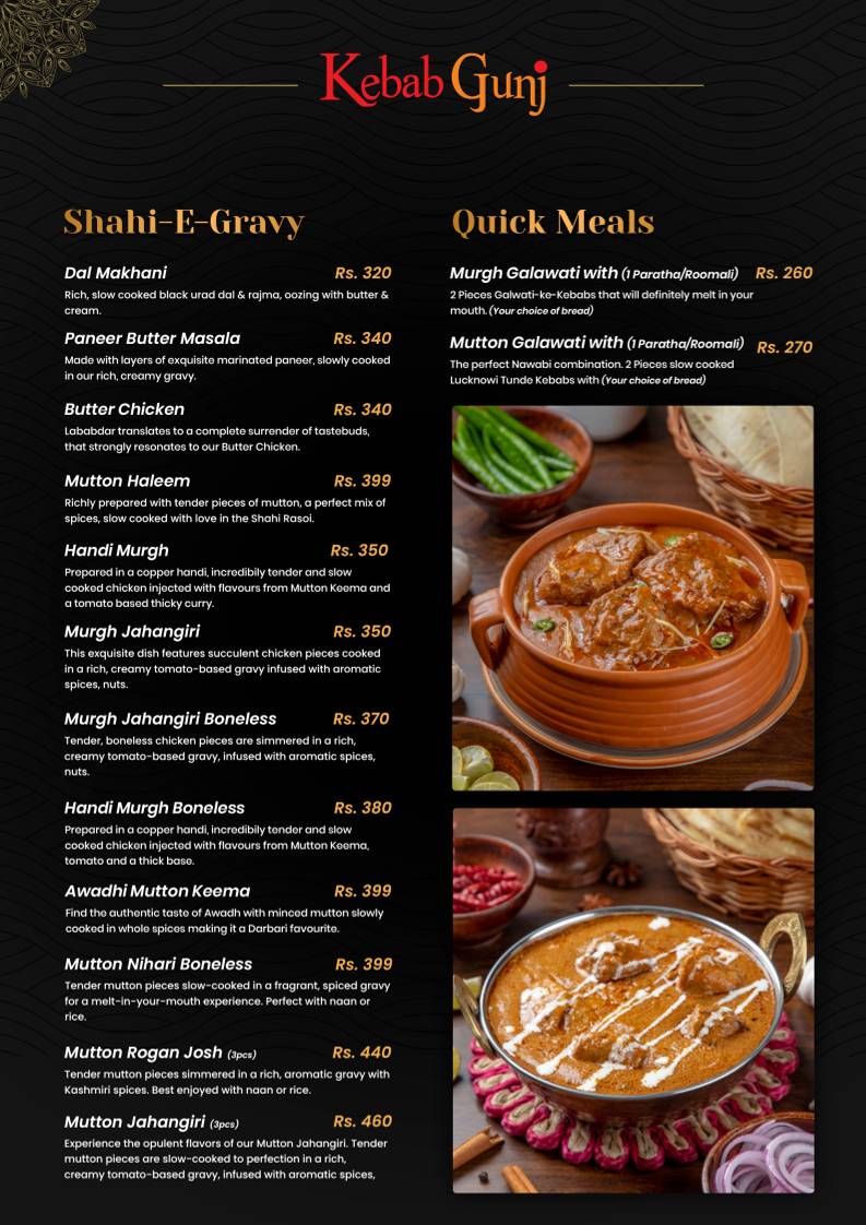 Kebab Gunj menu