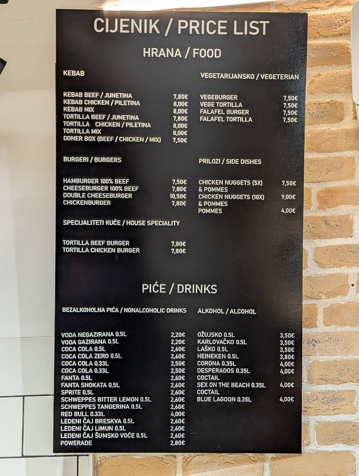 Menu di Kebab&Burger Pula 