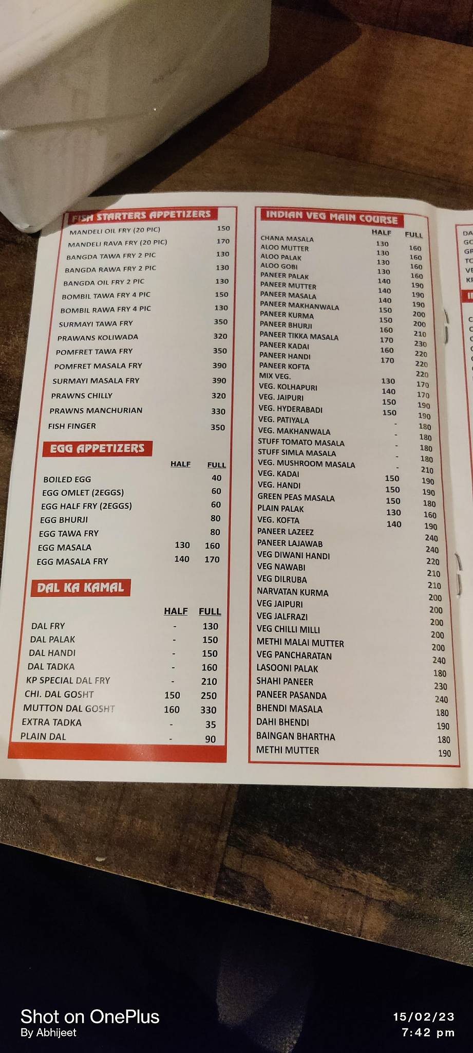 Khalsa Punjab Restaurant & Bar menu