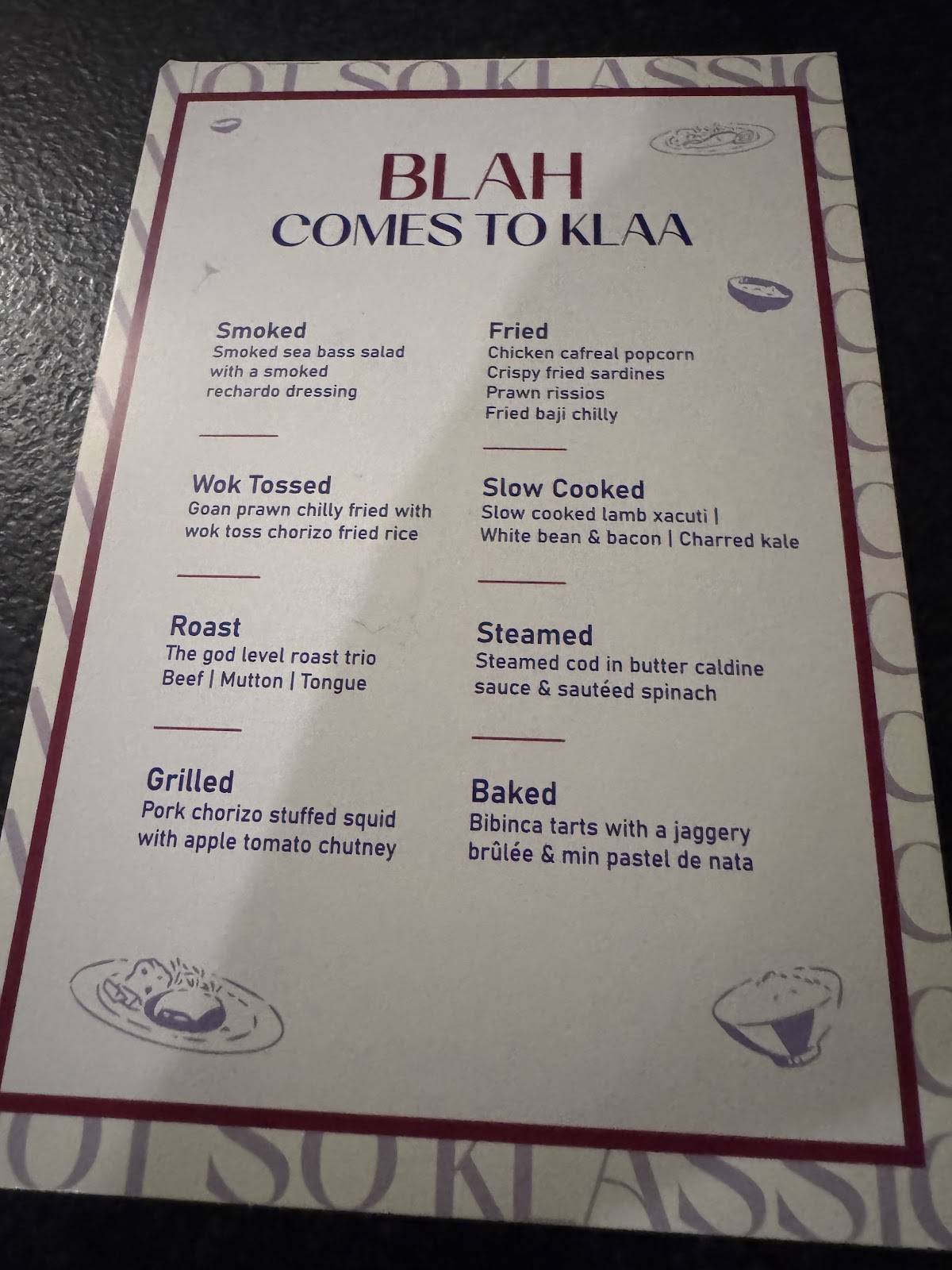Klaa menu