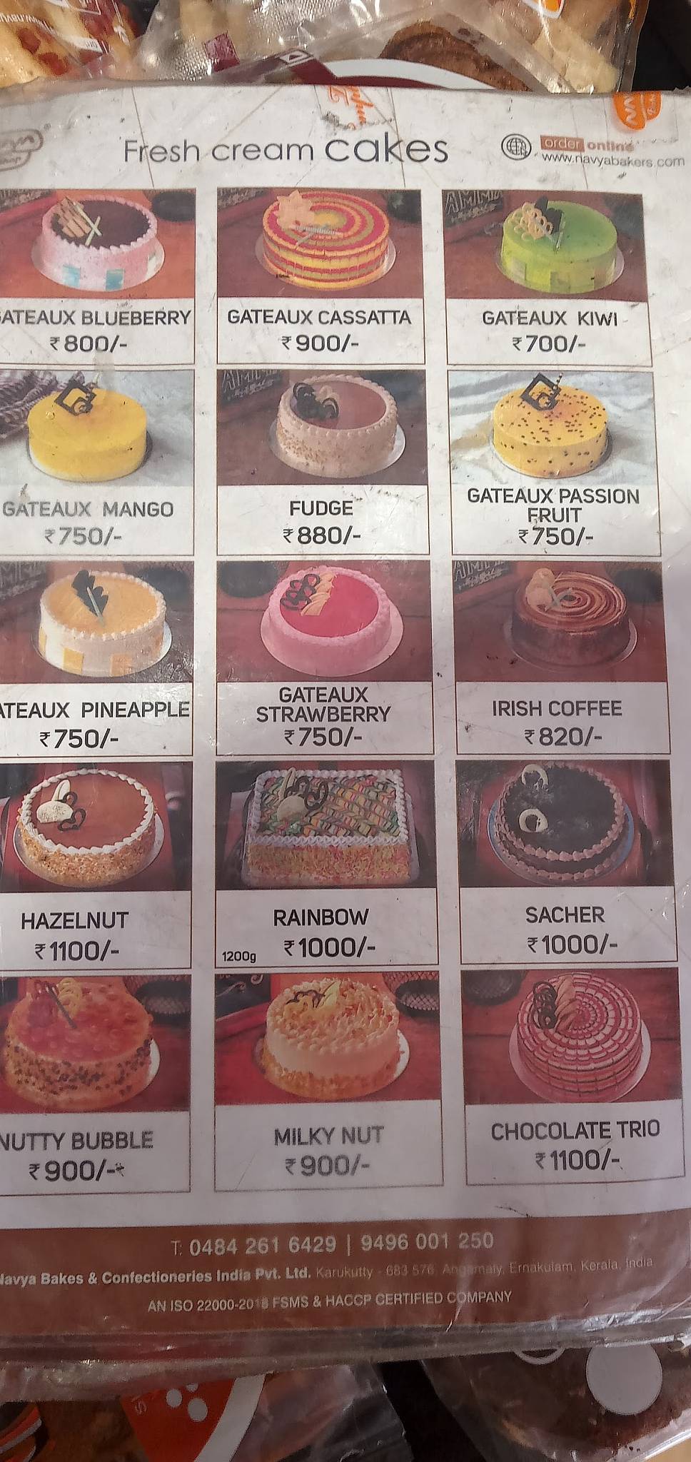 Navya Bake Shop menu