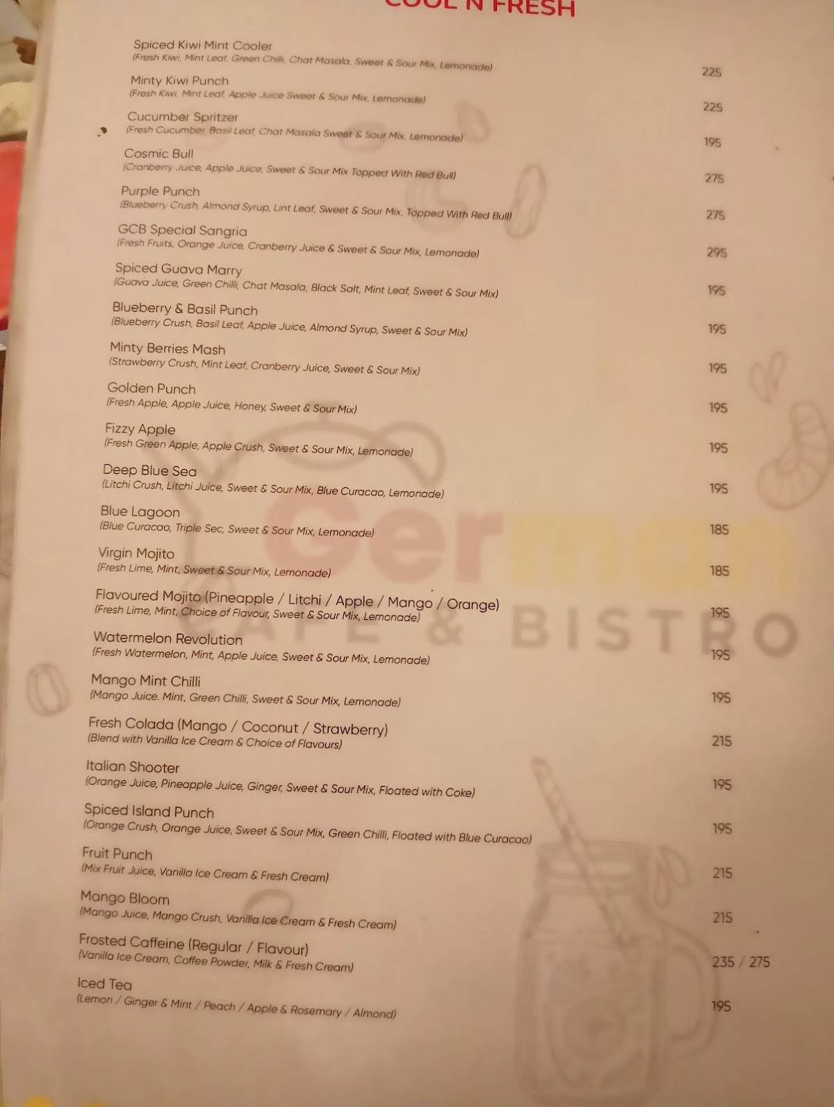 German Cafe & Bistro menu