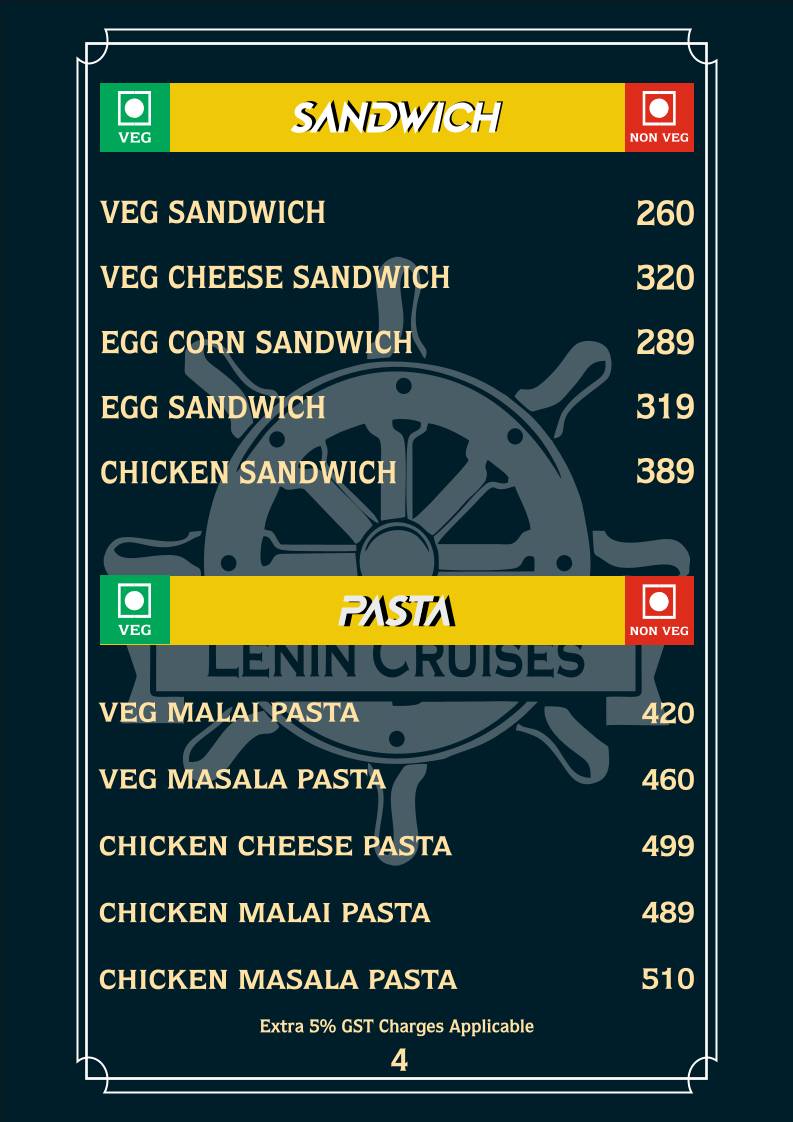 Lenin Cruises menu