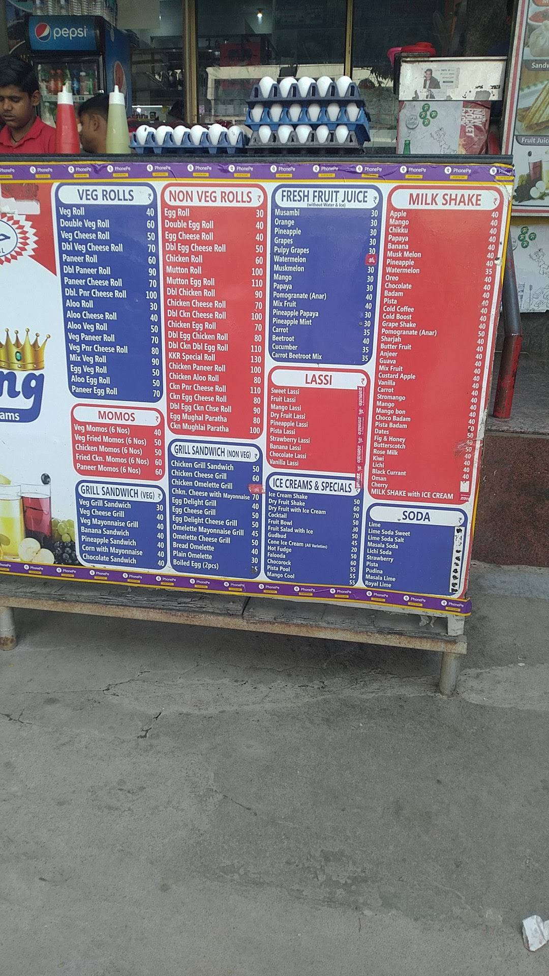 Kolkata king menu