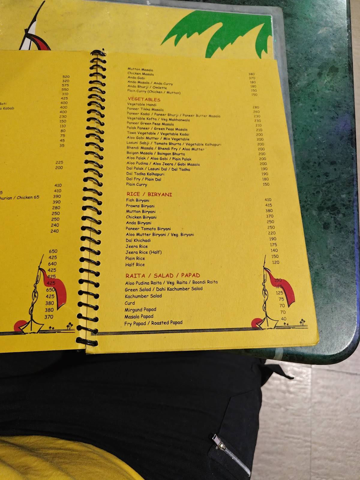 Konkan Express menu