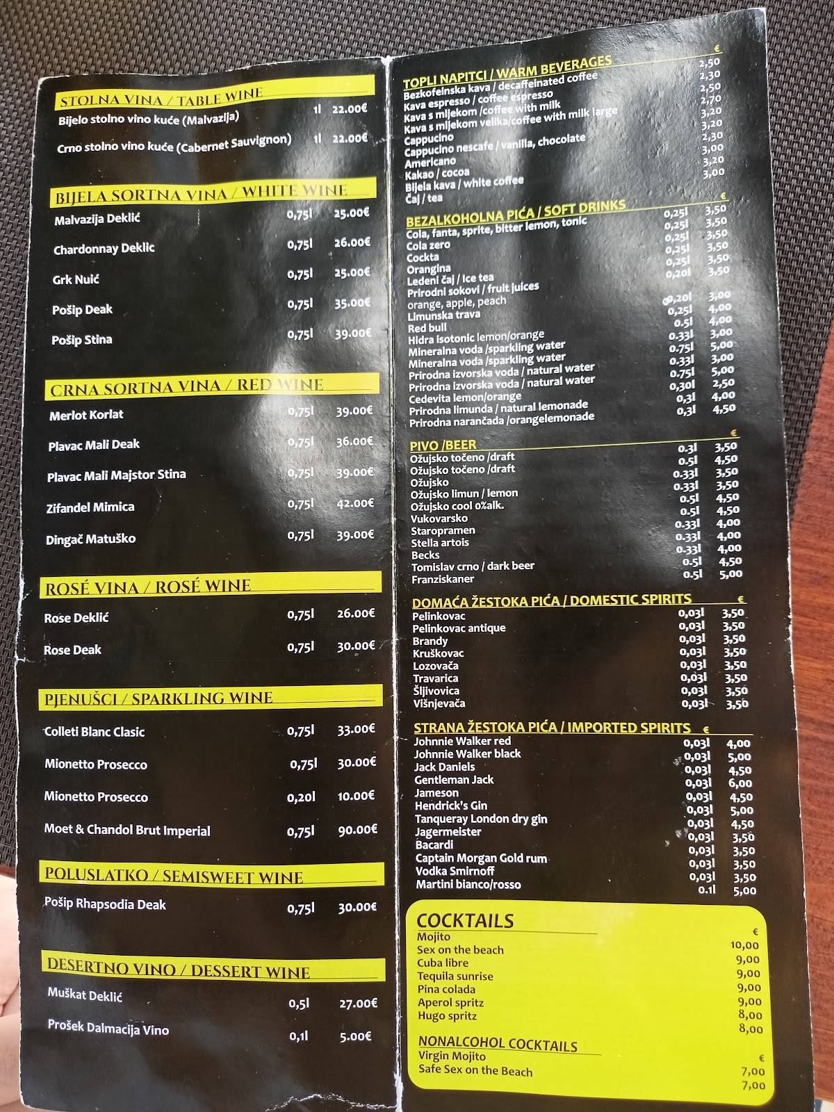 Menu di Konoba Pukić 
