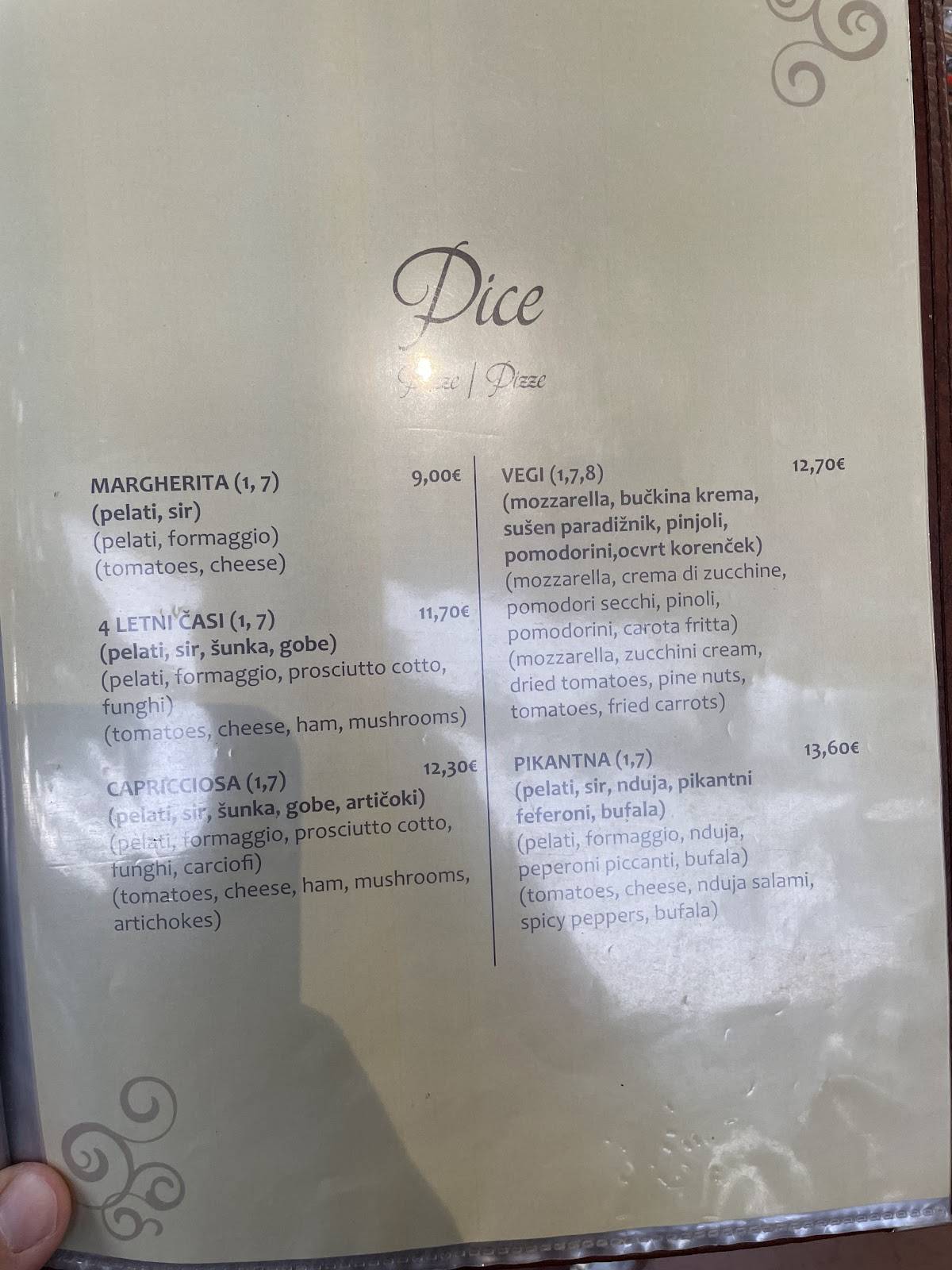 Menu di Oljka 