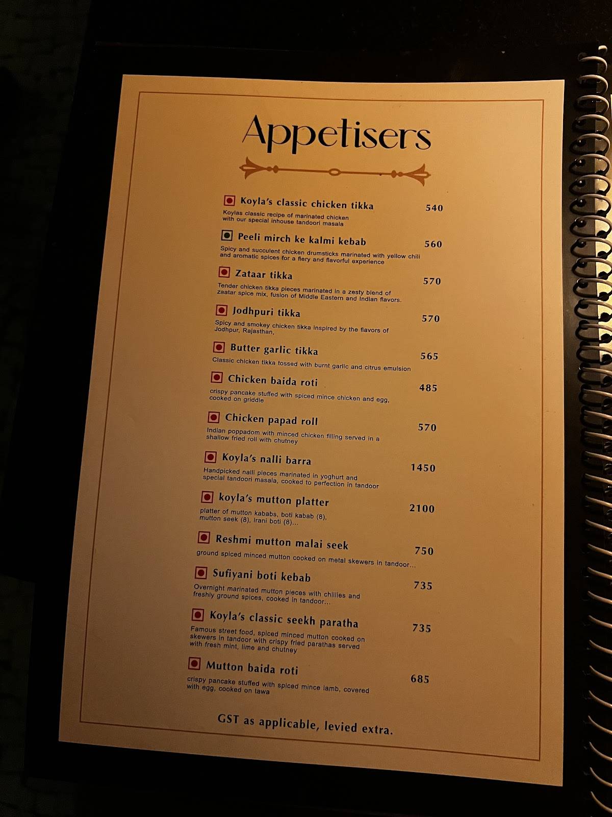 Koyla - Ethnic Cuisine menu