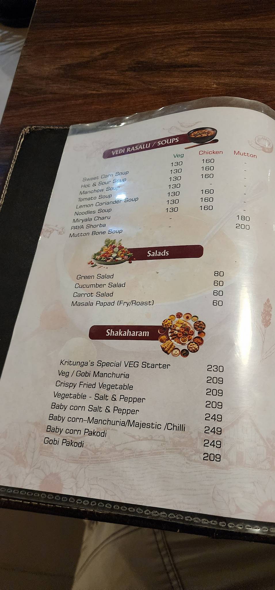 Kritunga Restaurant menu