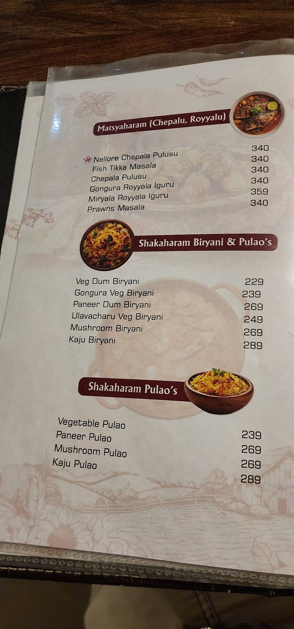 Kritunga Restaurant menu