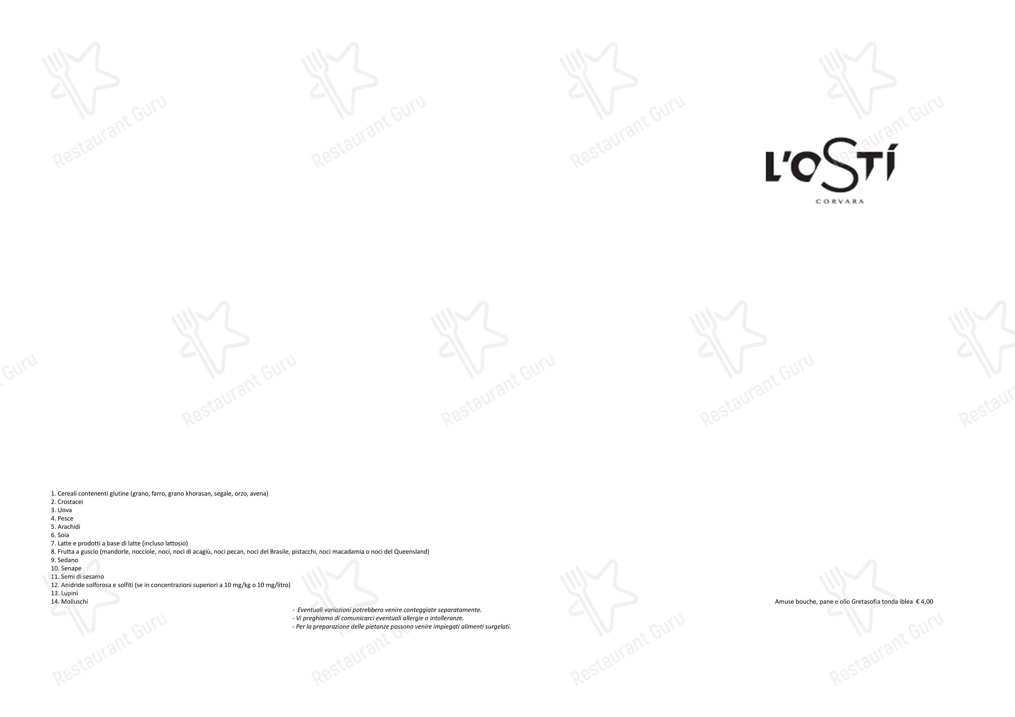 Menu per L´ostì Corvara ristorante