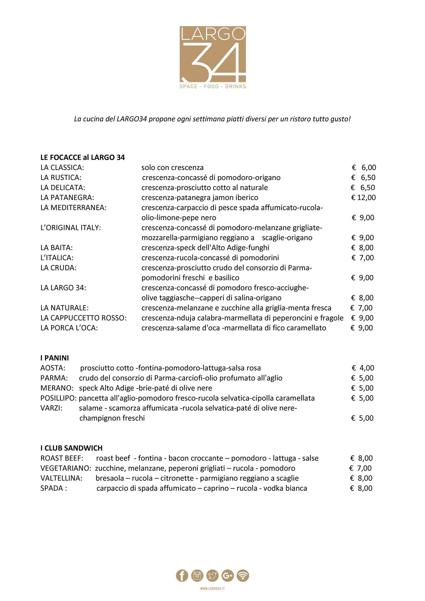 Menu di Bar LARGO 34 