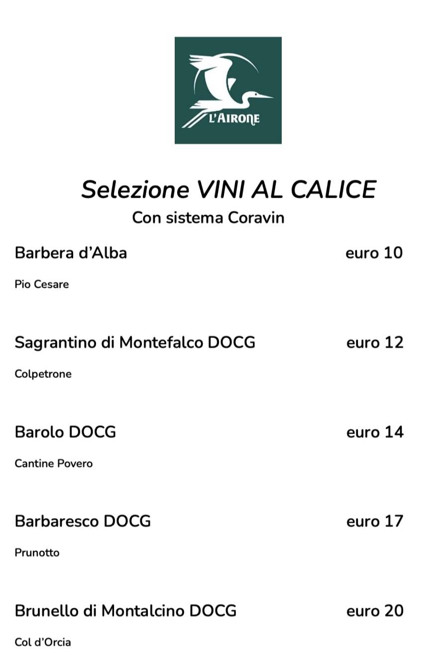 Menu di L’Airone - Ristorante Enoteca 