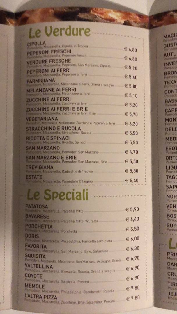 Menu di L'Altra Pizza 