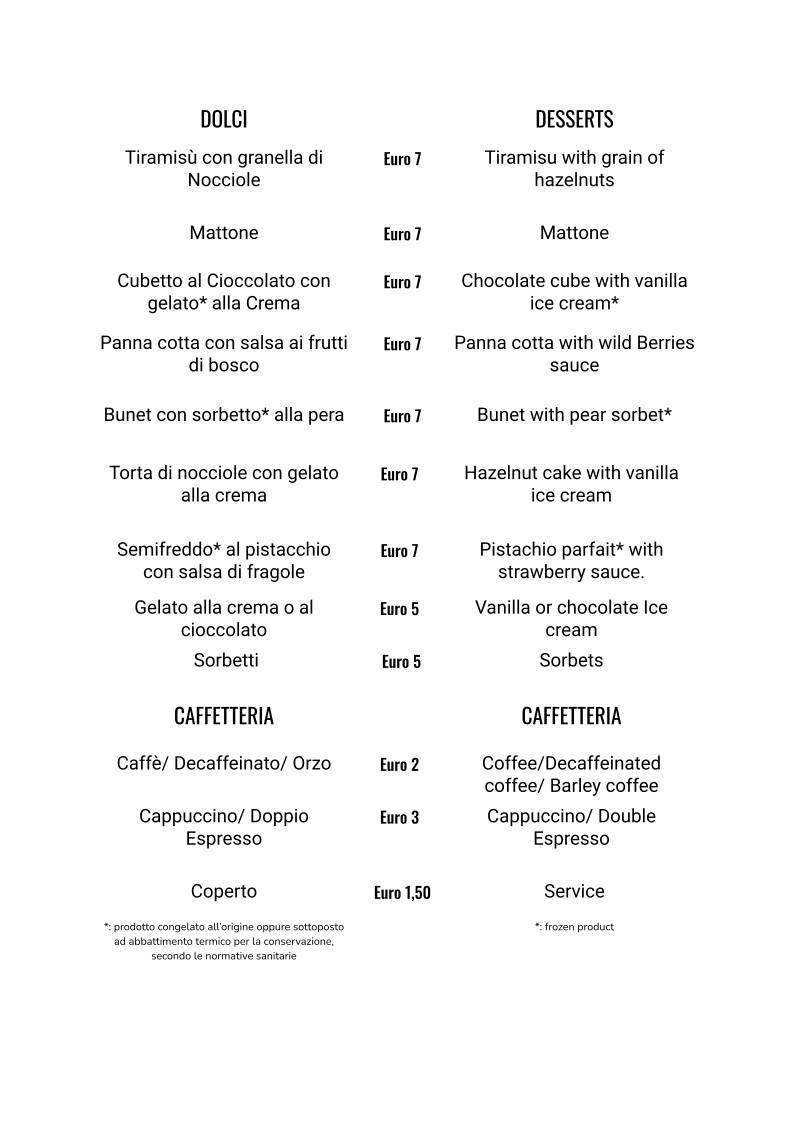 Menu di L'Ambaradan Pizzeria Ristorante 