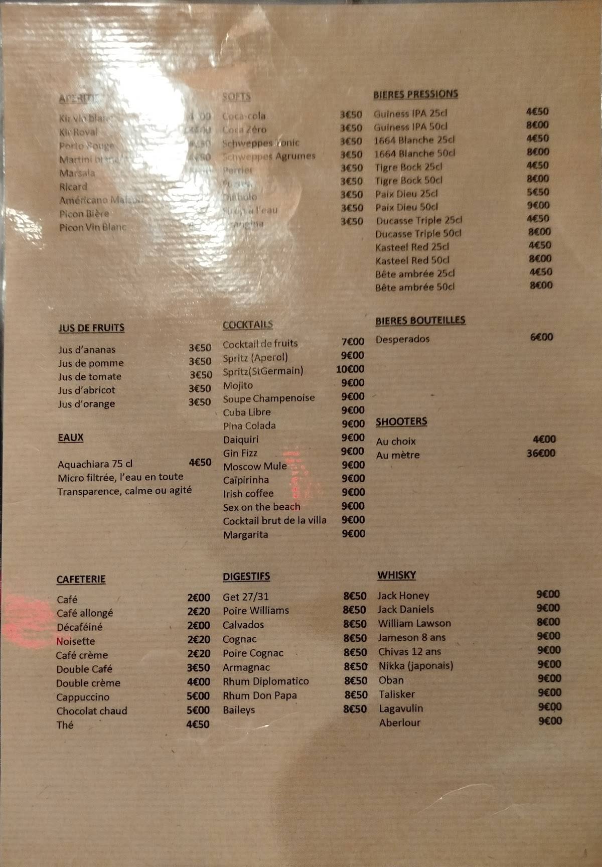 Menu de L'Annexe