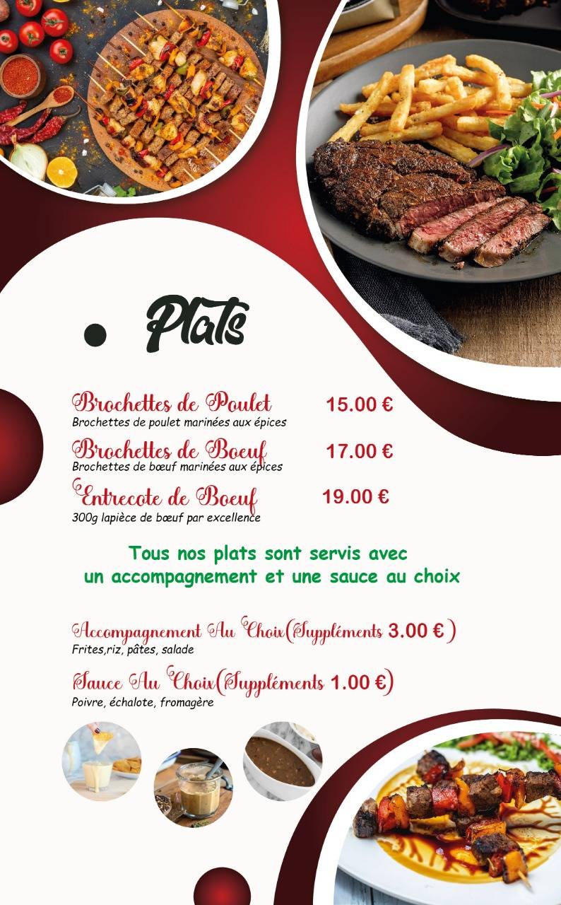 Menu de le Rosty